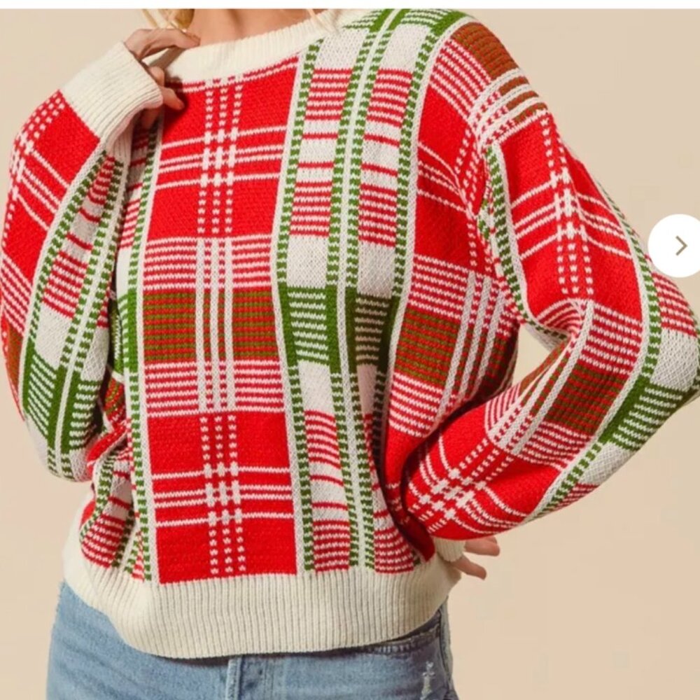 Christmas Colored Checkered Sweater